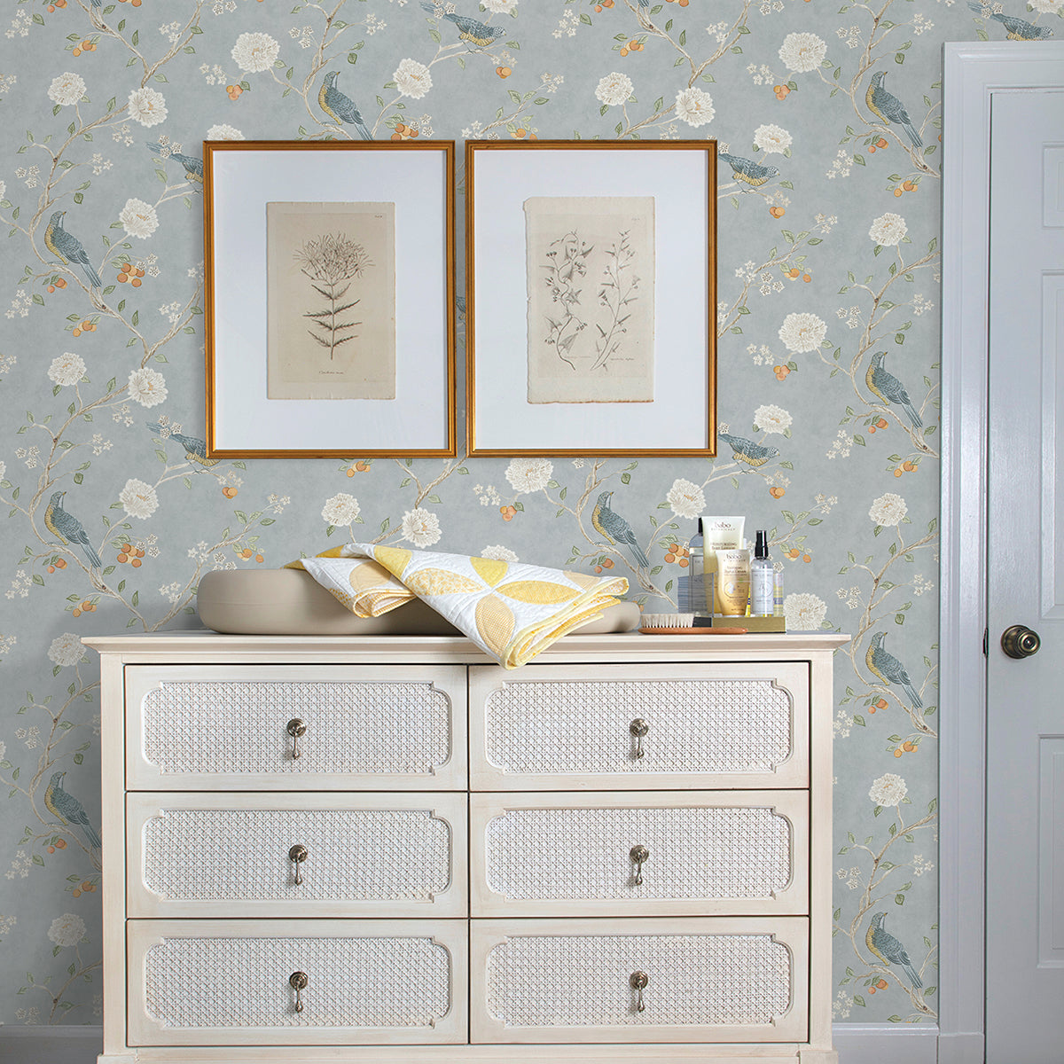 Wellesley Blue Heather Chinoiserie Wallpaper