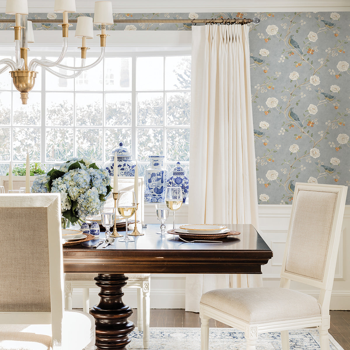 Wellesley Blue Heather Chinoiserie Wallpaper