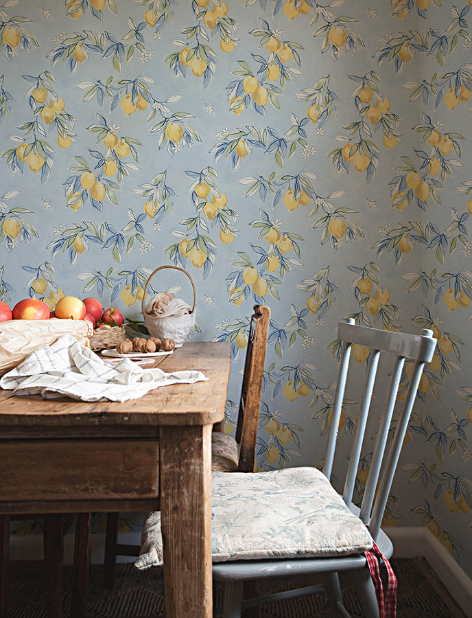 Lemonade Light Blue Citrus Wallpaper
