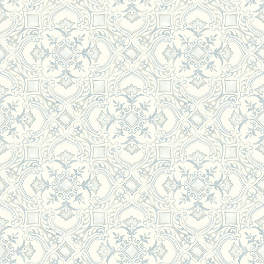 Marjoram Light Blue Floral Tile Wallpaper