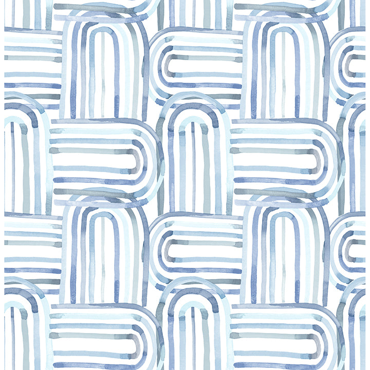 Lolly Blue Arches Wallpaper