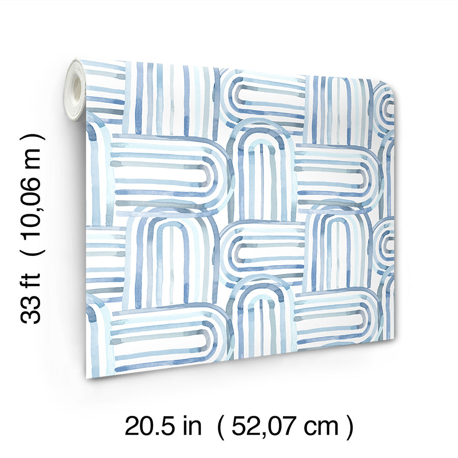 Lolly Blue Arches Wallpaper
