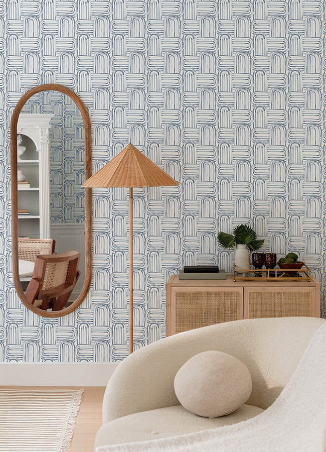 Lolly Blue Arches Wallpaper