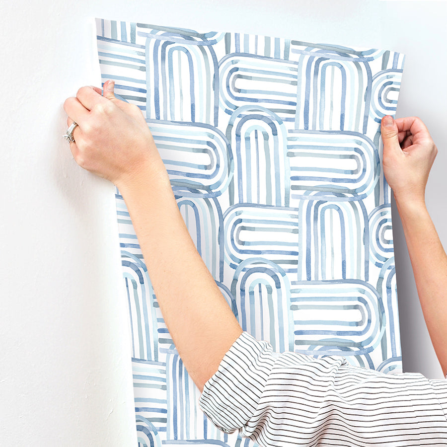 Lolly Blue Arches Wallpaper