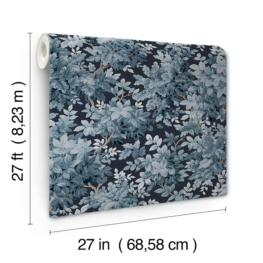 Greenwood Dark Blue Deciduous Wallpaper