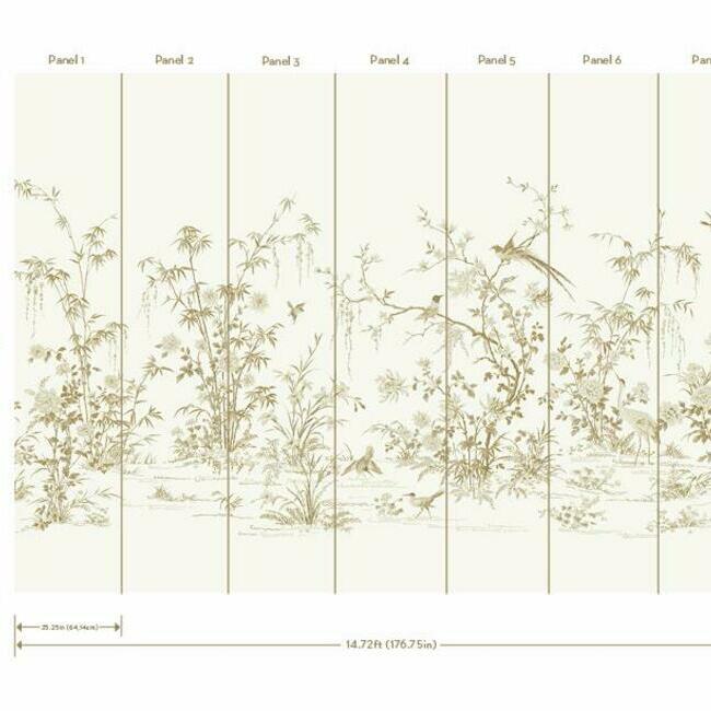 Flowering Vine Chinoiserie Mural- White