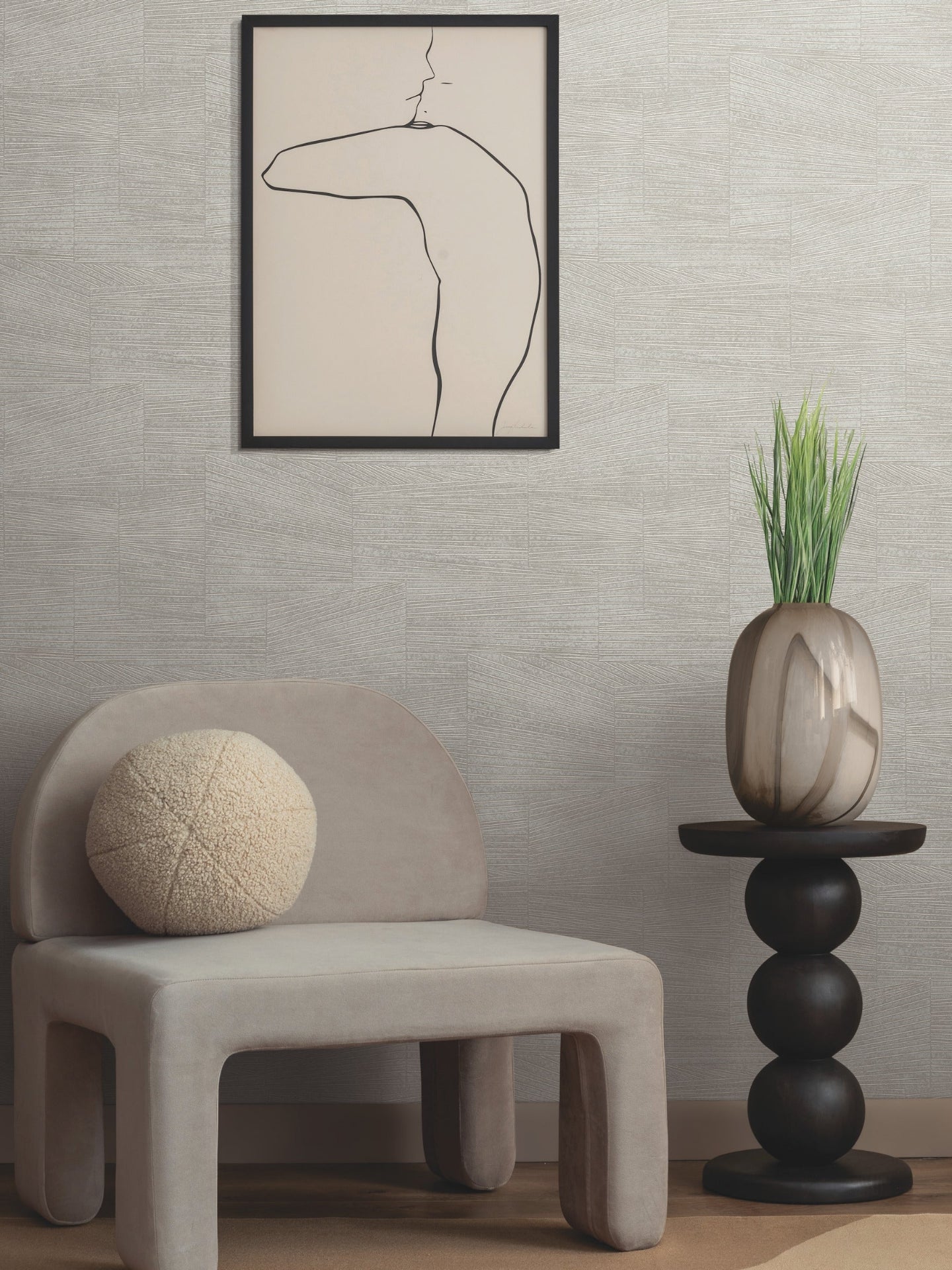 Higher Ground Geo Wallpaper- Stone Grey