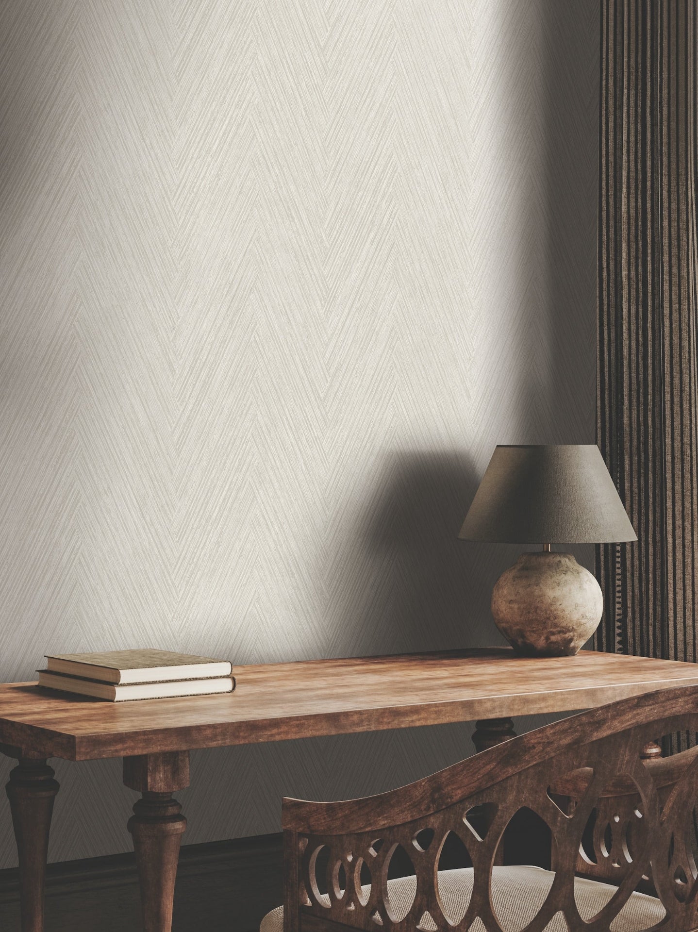 Thatched Chevron Wallpaper- Light Neutral