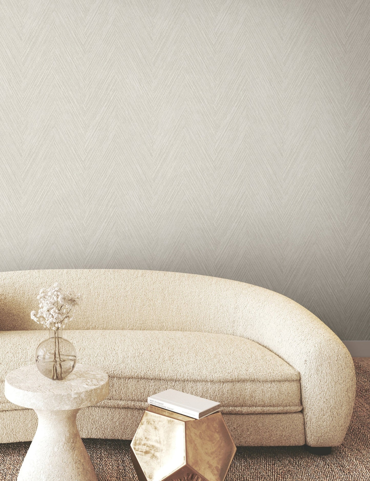 Thatched Chevron Wallpaper- Light Neutral