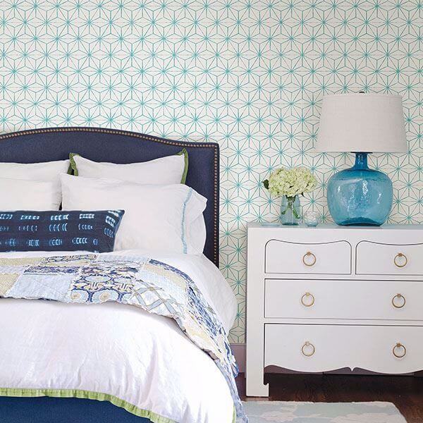 Orion Turquoise Geometric Wallpaper