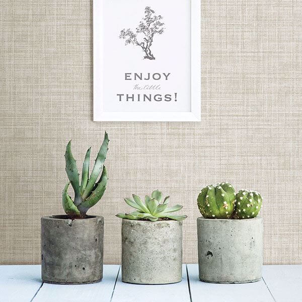 Mendocino Beige Linen Wallpaper