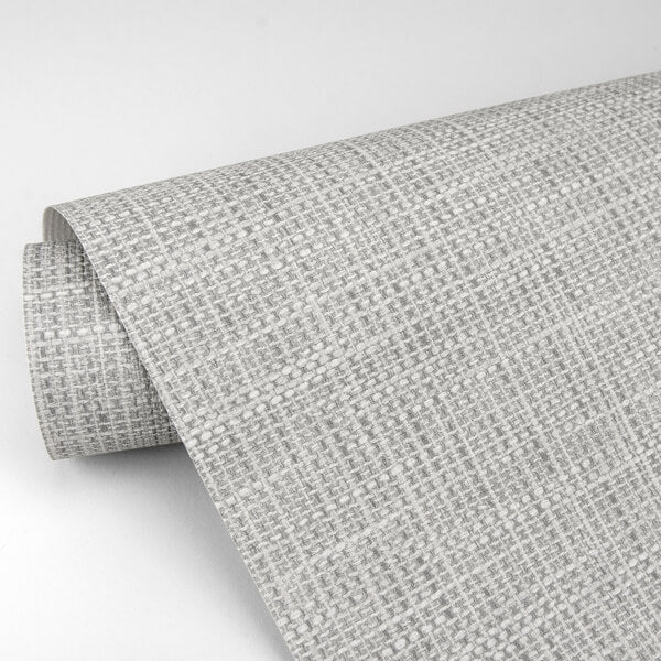 In The Loop Grey Faux Grasscloth Wallpaper