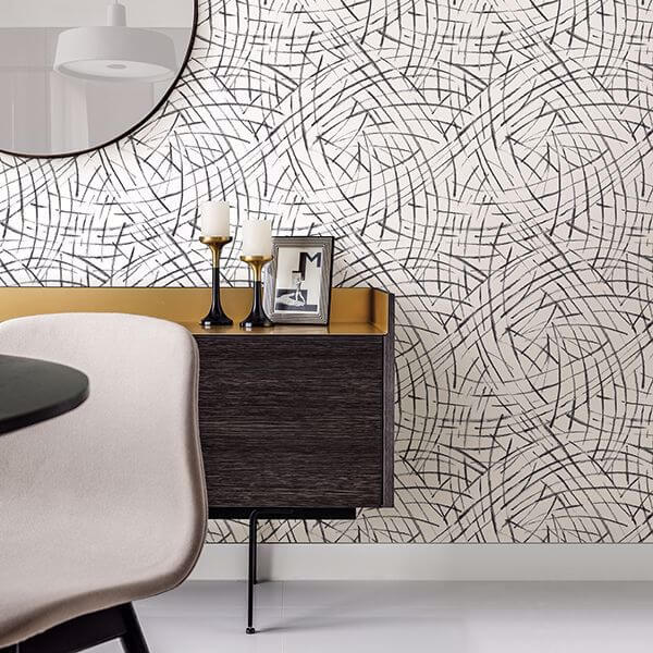 Willy Nilly Black Brushstrokes Wallpaper