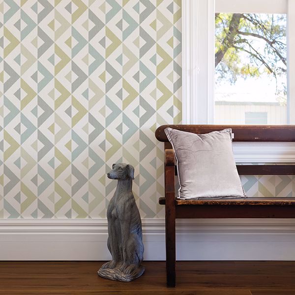 Seesaw Grey Geometric Faux Linen Wallpaper