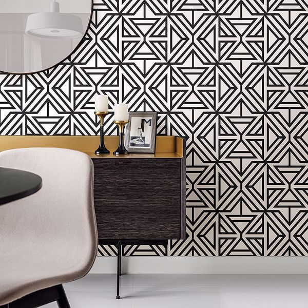 Helios Black Geometric Wallpaper