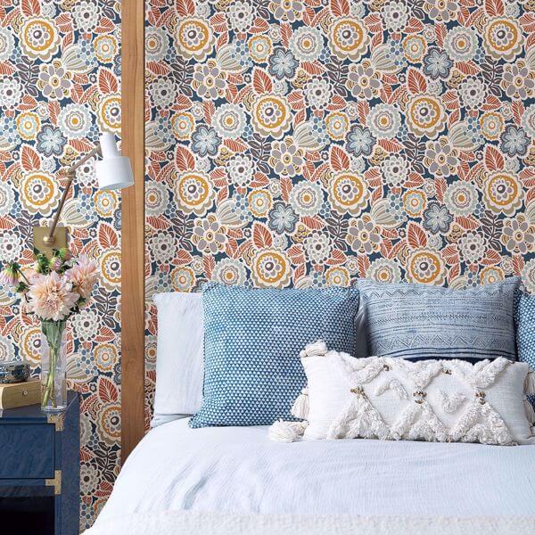 Lucy Navy Floral Wallpaper