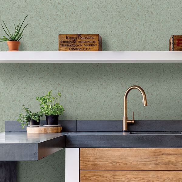 Guri Green Faux Concrete Wallpaper