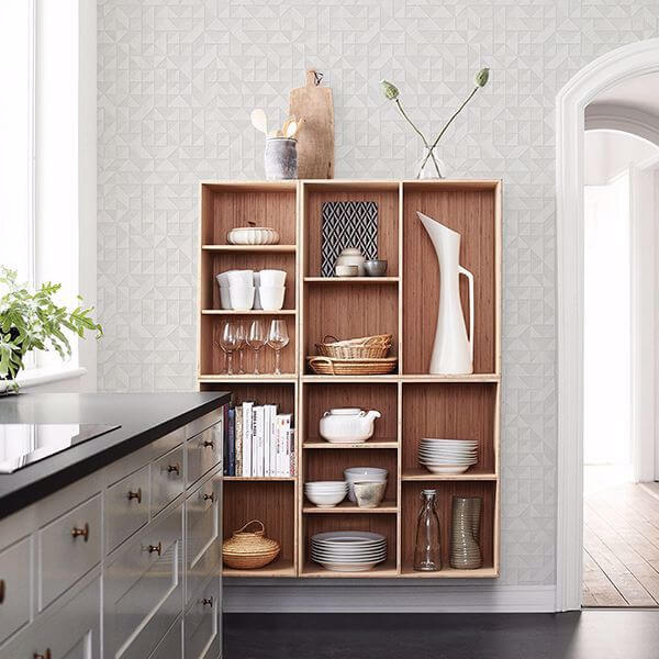 Gallerie Light Grey Geometric Wood Wallpaper