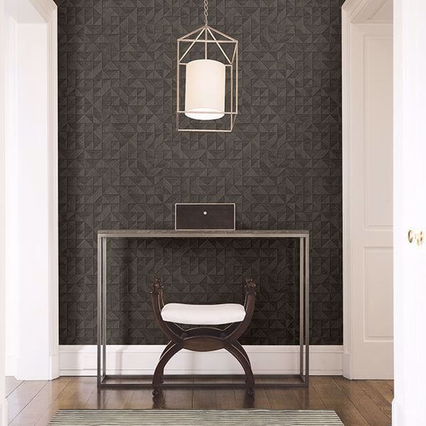 Gallerie Dark Brown Geometric Wood Wallpaper