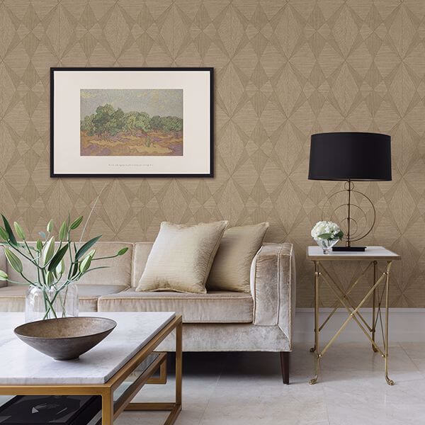 Intrinsic Light Brown Geometric Wood Wallpaper