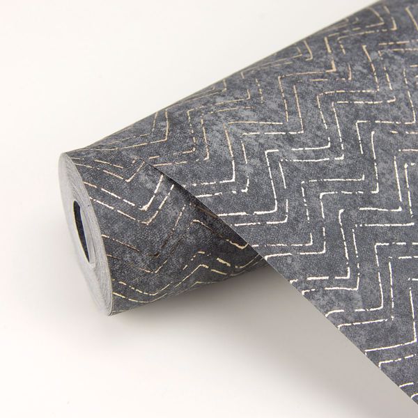 Luna Charcoal Distressed Chevron Wallpaper