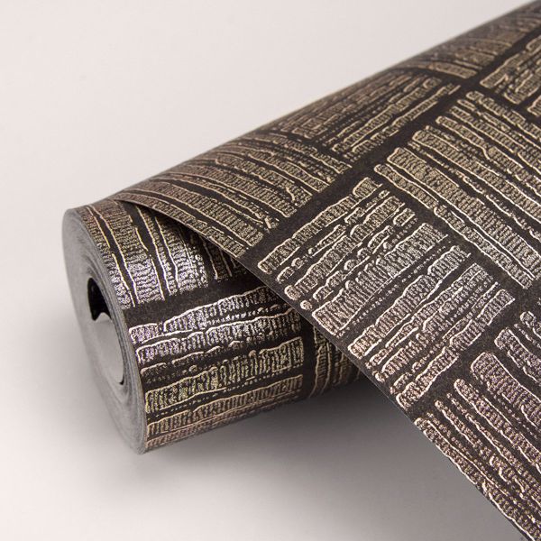 Glint Black Distressed Geometric Wallpaper