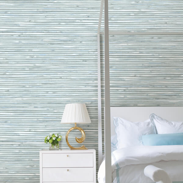 Bellport Sky Blue Wooden Slat Wallpaper