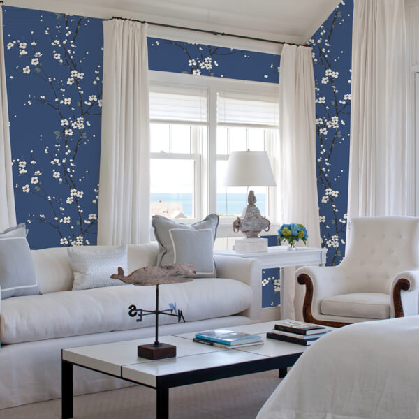 Monterey Cobalt Floral Branch Wallpaper