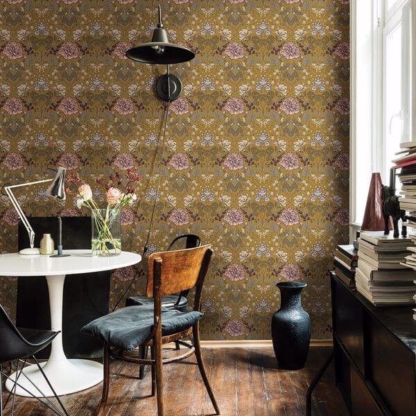 Celestine Mustard Floral Wallpaper