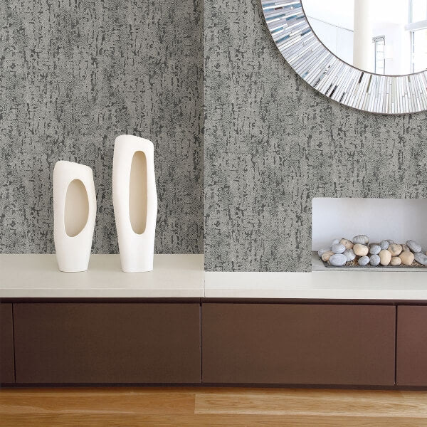 Malawi Dark Grey Leather Texture Wallpaper