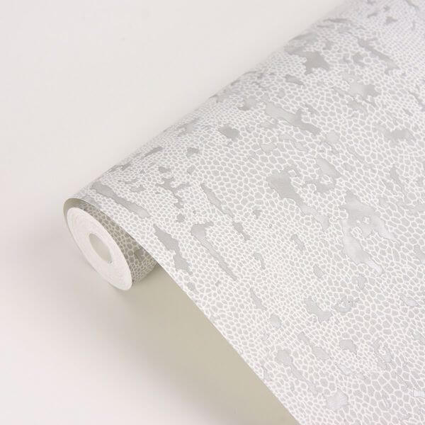 Malawi Light Grey Leather Texture Wallpaper