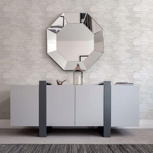 Jabari Light Grey Geometric Faux Grasscloth Wallpaper