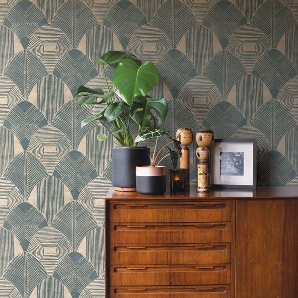 Westport Teal Geometric Wallpaper