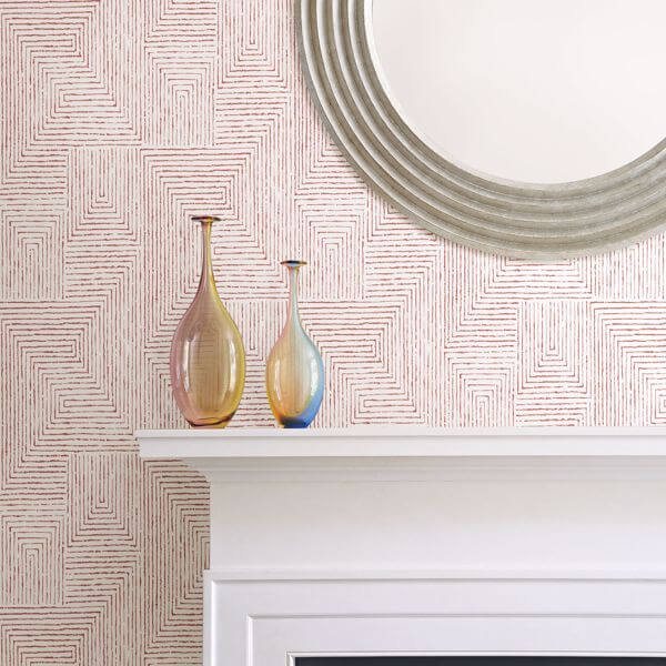 Merritt Red Geometric Wallpaper