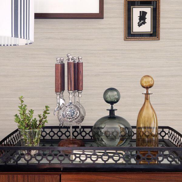 Barnaby Light Grey Faux Grasscloth Wallpaper
