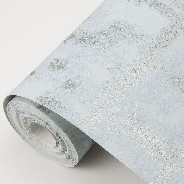 Shea Sky Blue Distressed Geometric Wallpaper