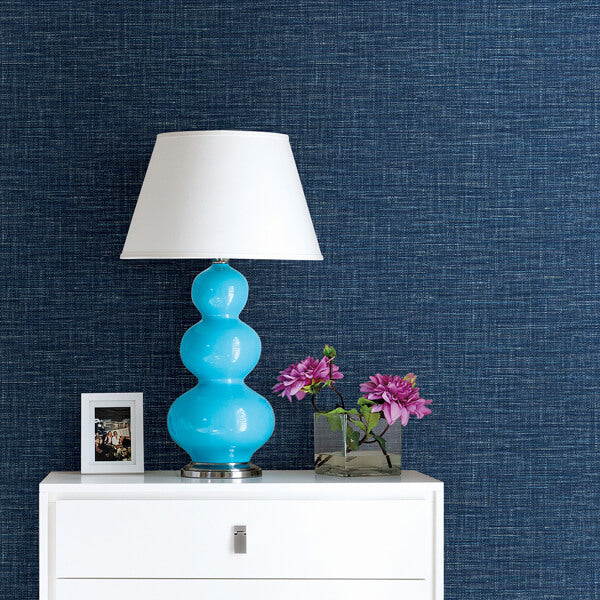 Exhale Dark Blue Woven Texture Wallpaper