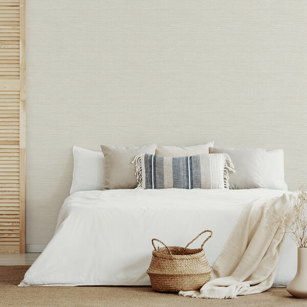 Agave Light Grey Imitation Grasscloth Wallpaper
