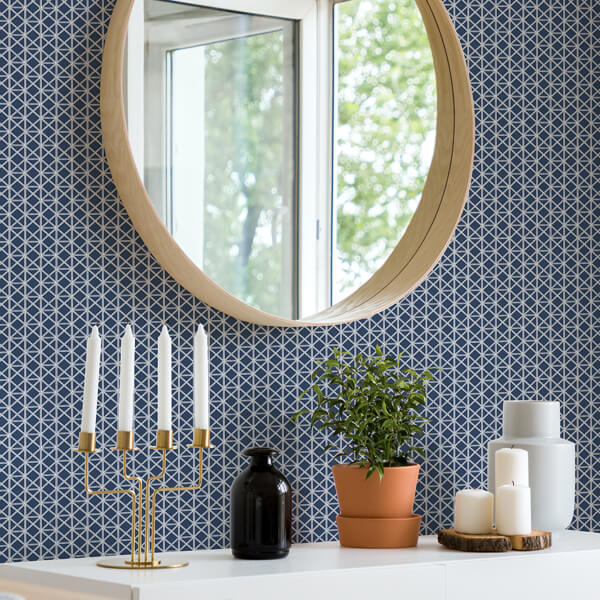 Lisbeth Navy Geometric Lattice Wallpaper