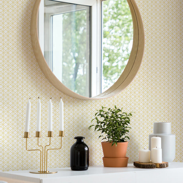 Lisbeth Yellow Geometric Lattice Wallpaper