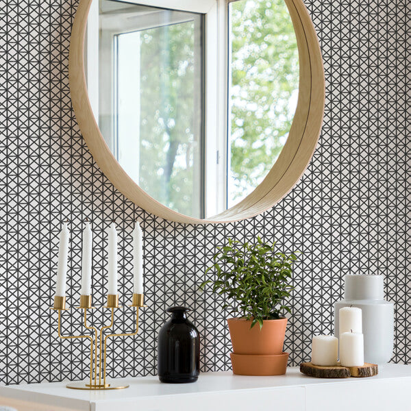 Lisbeth Black Geometric Lattice Wallpaper
