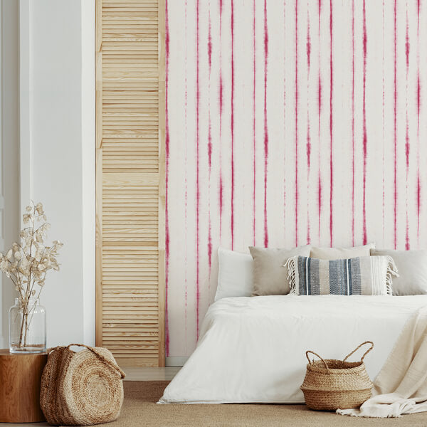 Orleans Pink Shibori Faux Linen Wallpaper