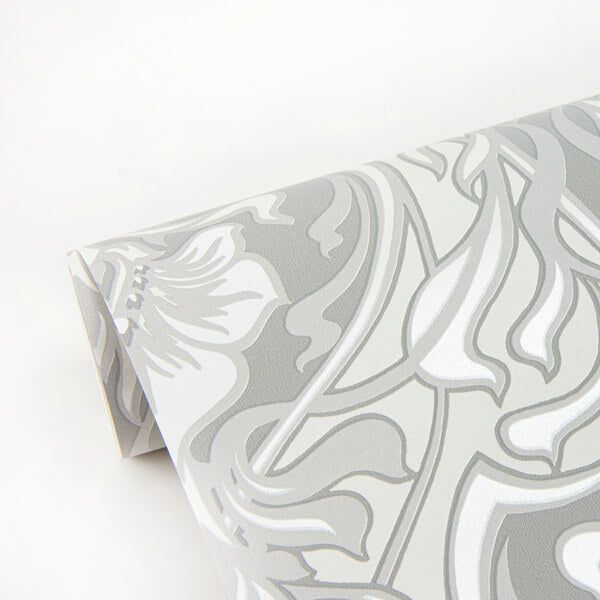 Mucha Off White Botanical Ogee Wallpaper