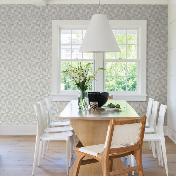 Ting Taupe Abstract Woven Wallpaper