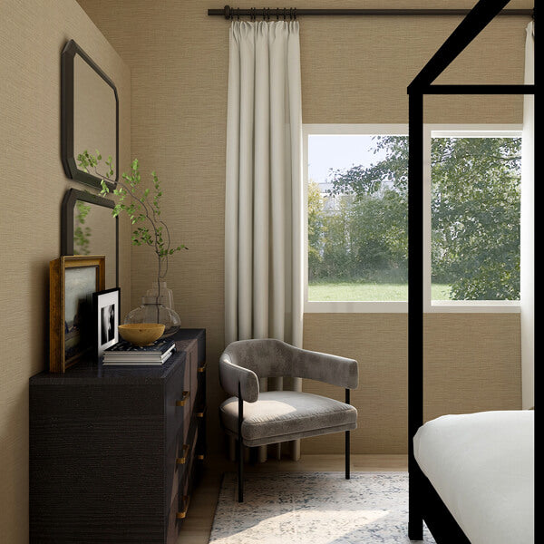 Lela Wheat Faux Linen Wallpaper