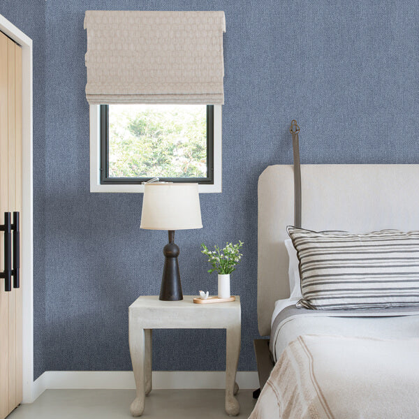 Sydney Navy Faux Linen Wallpaper
