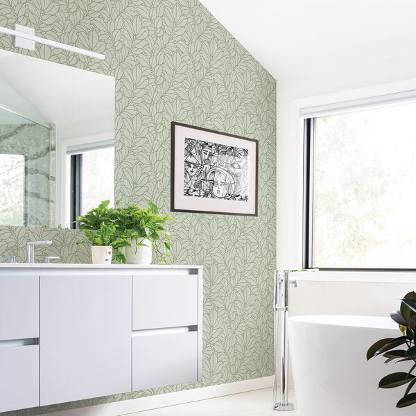 Coraline Green Leaf Wallpaper