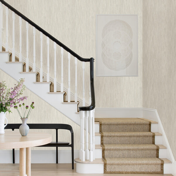 Justina Cream Faux Grasscloth Wallpaper