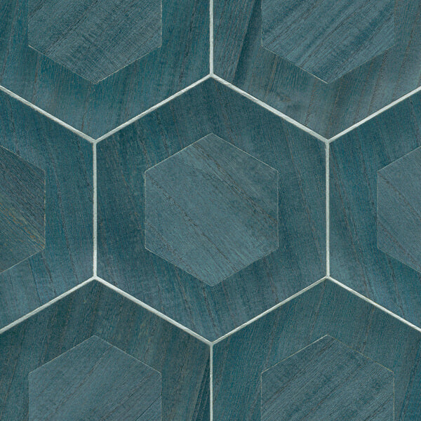 Shunan Blue Veneer Inlay Wallpaper