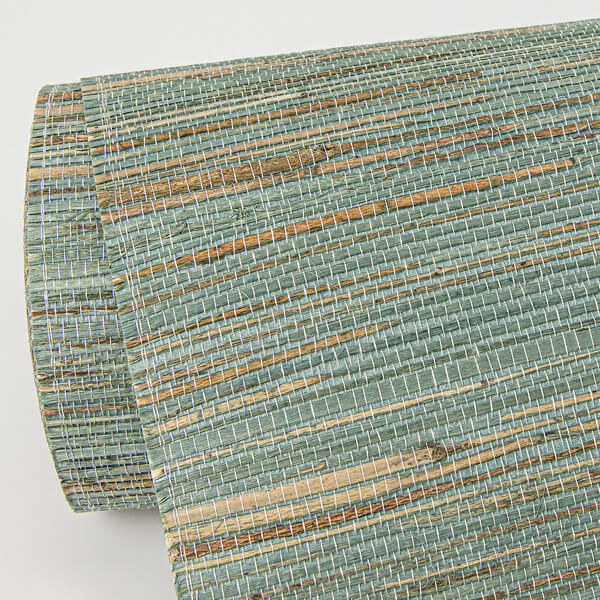Kira Turquoise Hemp Grasscloth Wallpaper